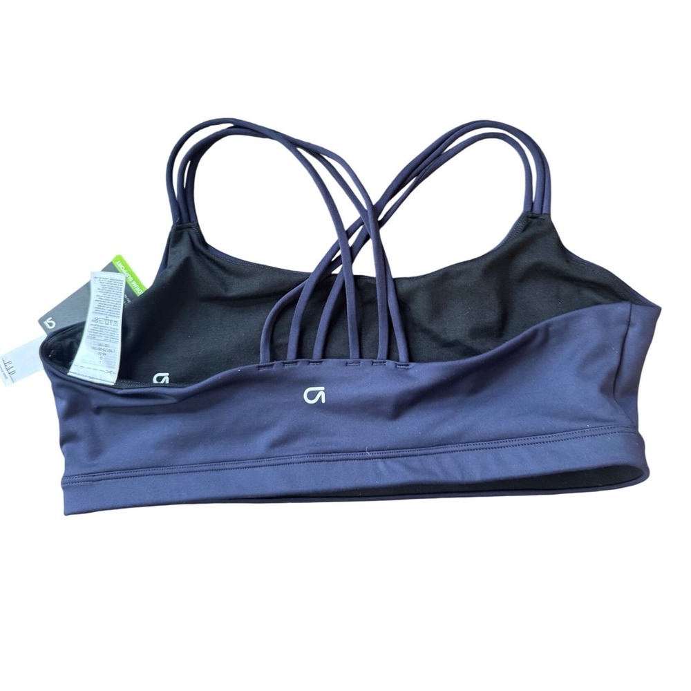 GapFit Eclipse Medium Support Sports Bra Navy Blue Strappy Back Size Large NWT - Picture 2 of 3